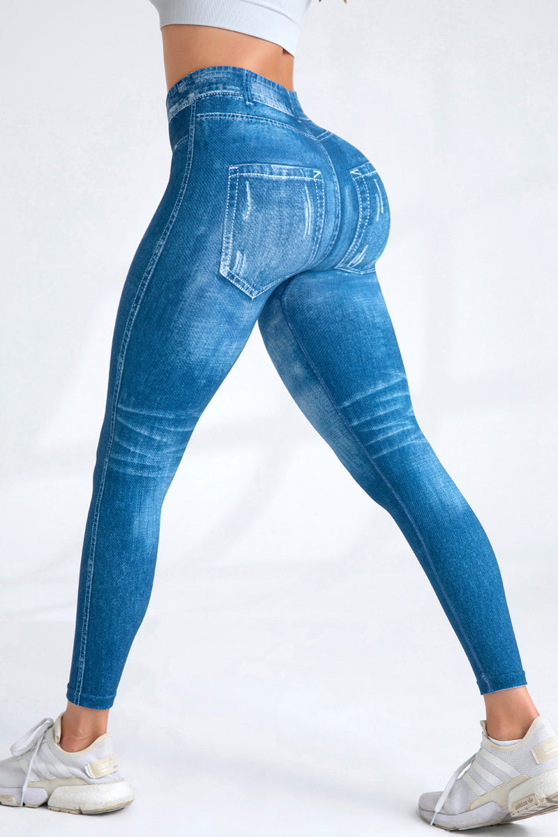 Seamless Denim Print Leggings Jeans