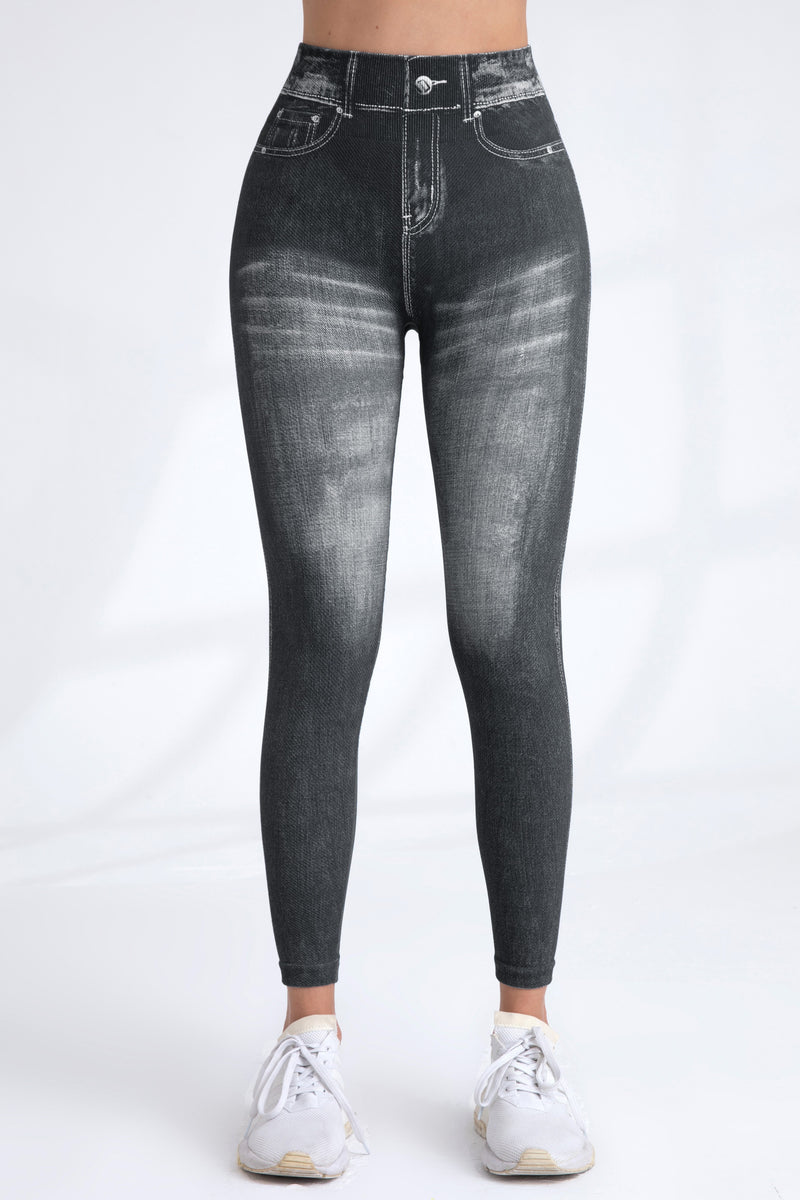 Seamless Denim Print Leggings Jeans