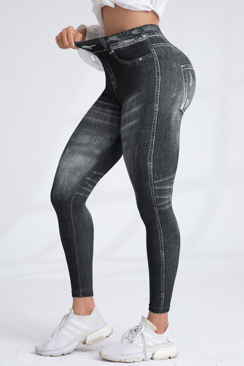 Seamless Denim Print Leggings Jeans