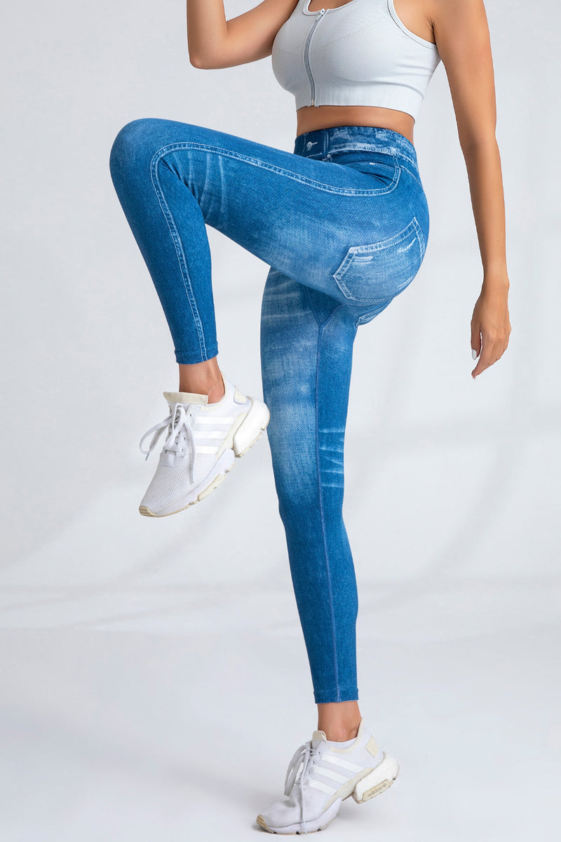 Seamless Denim Print Leggings Jeans