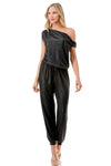 Black One-Shoulder Soft Knit Jumpsuit