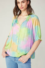 COTTON CANDY PRINTED RUFFLED BLOUSE