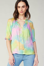 COTTON CANDY PRINTED RUFFLED BLOUSE