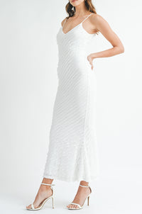 BODYCON ASYMETRICAL MINI RUFFLE MAXI DRESS