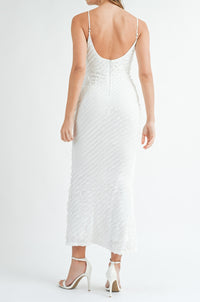 BODYCON ASYMETRICAL MINI RUFFLE MAXI DRESS