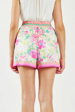 FLORAL PRINT ELASTIC-WAISTED SHORTS