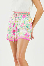 FLORAL PRINT ELASTIC-WAISTED SHORTS