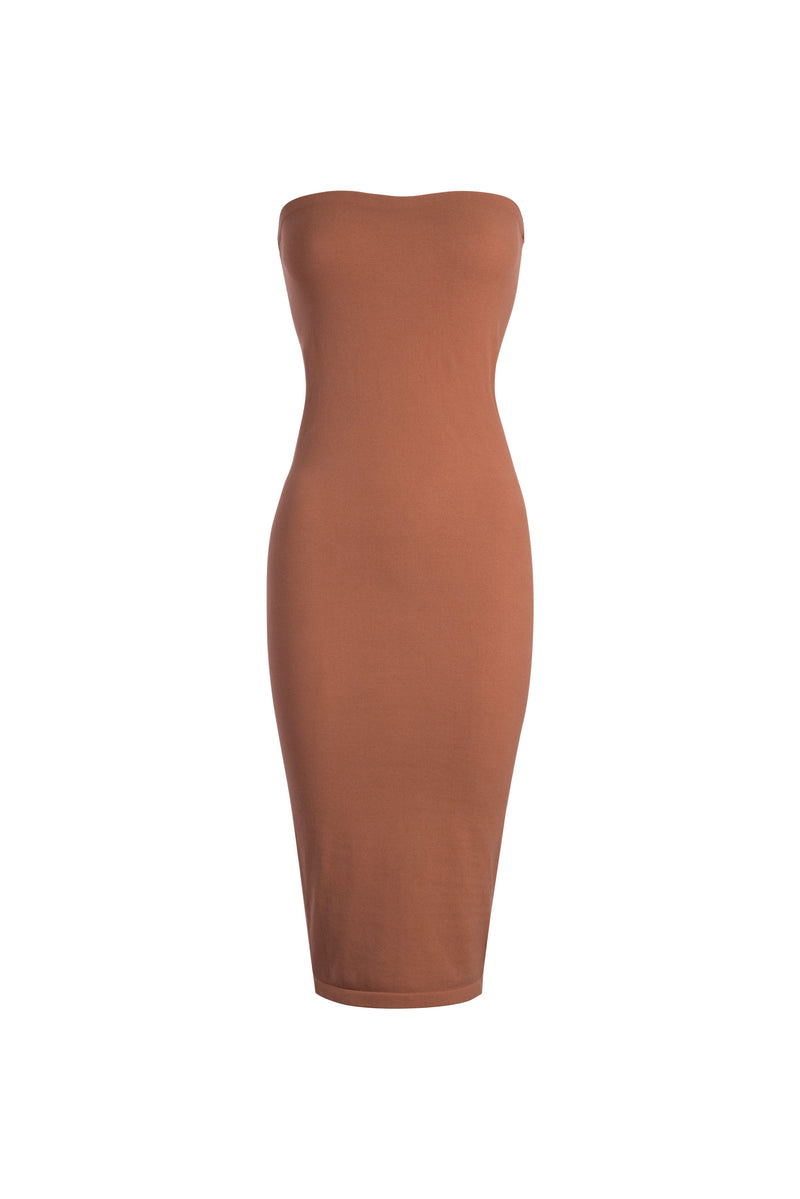 Tube Top Sexy Strapless Bodycon Dress Brown