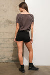 Slub Jersey Rhinestone Hem T Shirt Top