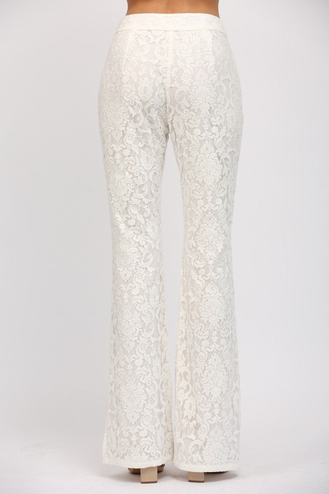 SIDE SLIT LACE FLARE PANTS