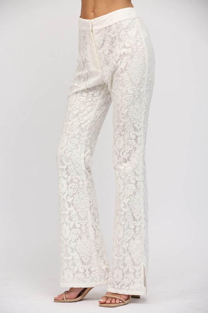 JOSEMOON ジョゼムーン LACE FLARE PANTS SIDE SLIT LACE FLARE PANTS – Amanda Jean NYC