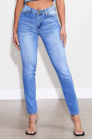 High Rise Button-Up Closure Skinny Jeans