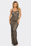 RHINESTONE FLORAL LACE MERMAID MAXI DRESS