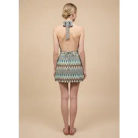 Chevron Knit Halter Neck Mini Dress with Open Back