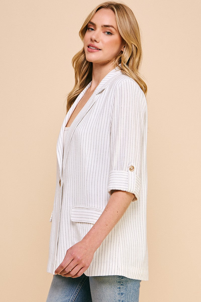 Pin-Striped Soft Linen Jacket