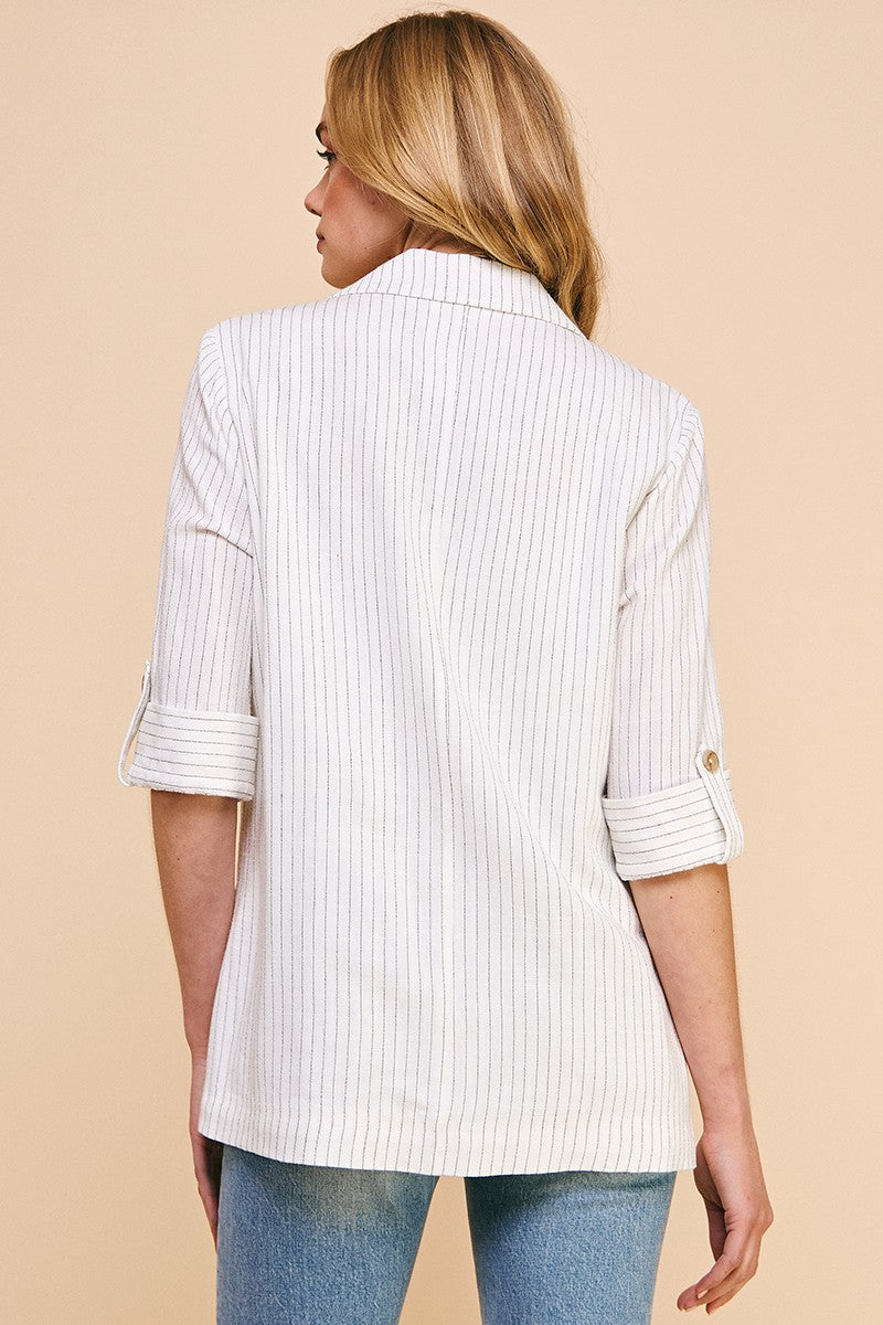 Pin-Striped Soft Linen Jacket