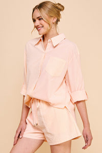 Twin Stripe Cotton Blend Button Up