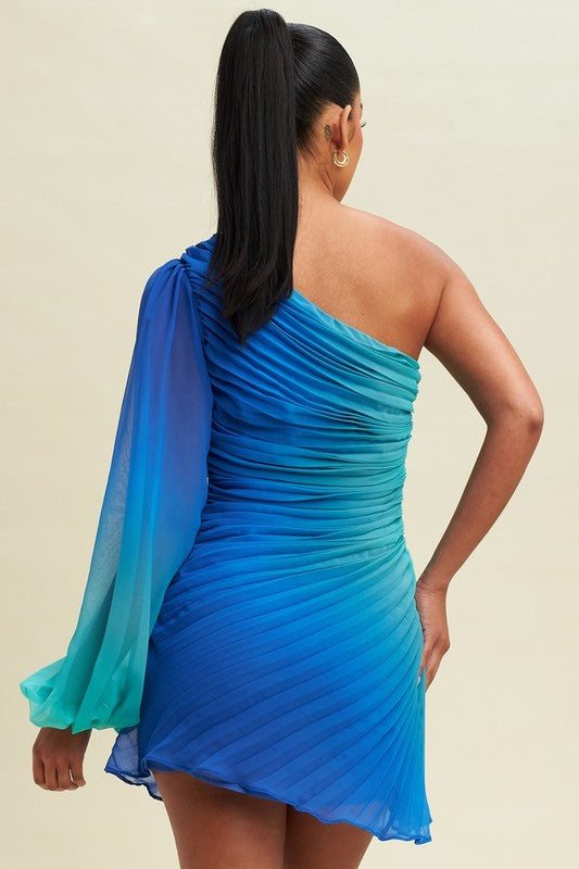 OMBRE PLEATED DRESS