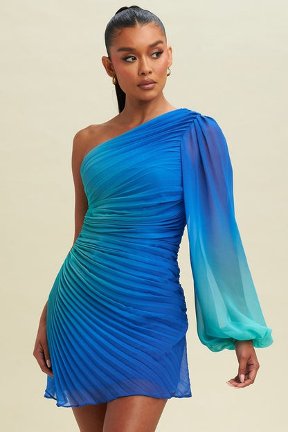 OMBRE PLEATED DRESS