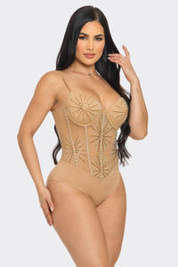 SUNSHINE RHINESTONE BODYSUIT GOLD