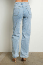 Diamond pattern rhinestone stretch denim pants