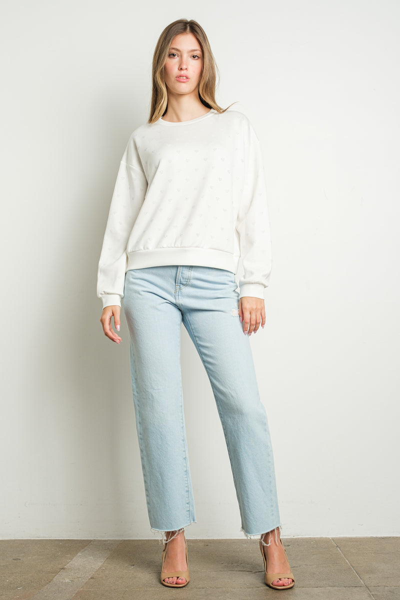 soft crew neck  embellished sweater