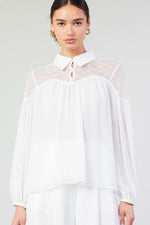 LACE DETAIL BUTTON-FRONT BLOUSE