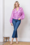 Sheer Lilac Hooded Drawstring Windbreaker Jacket