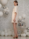 Three Strand Pearl Neckline Mini Dress Nude