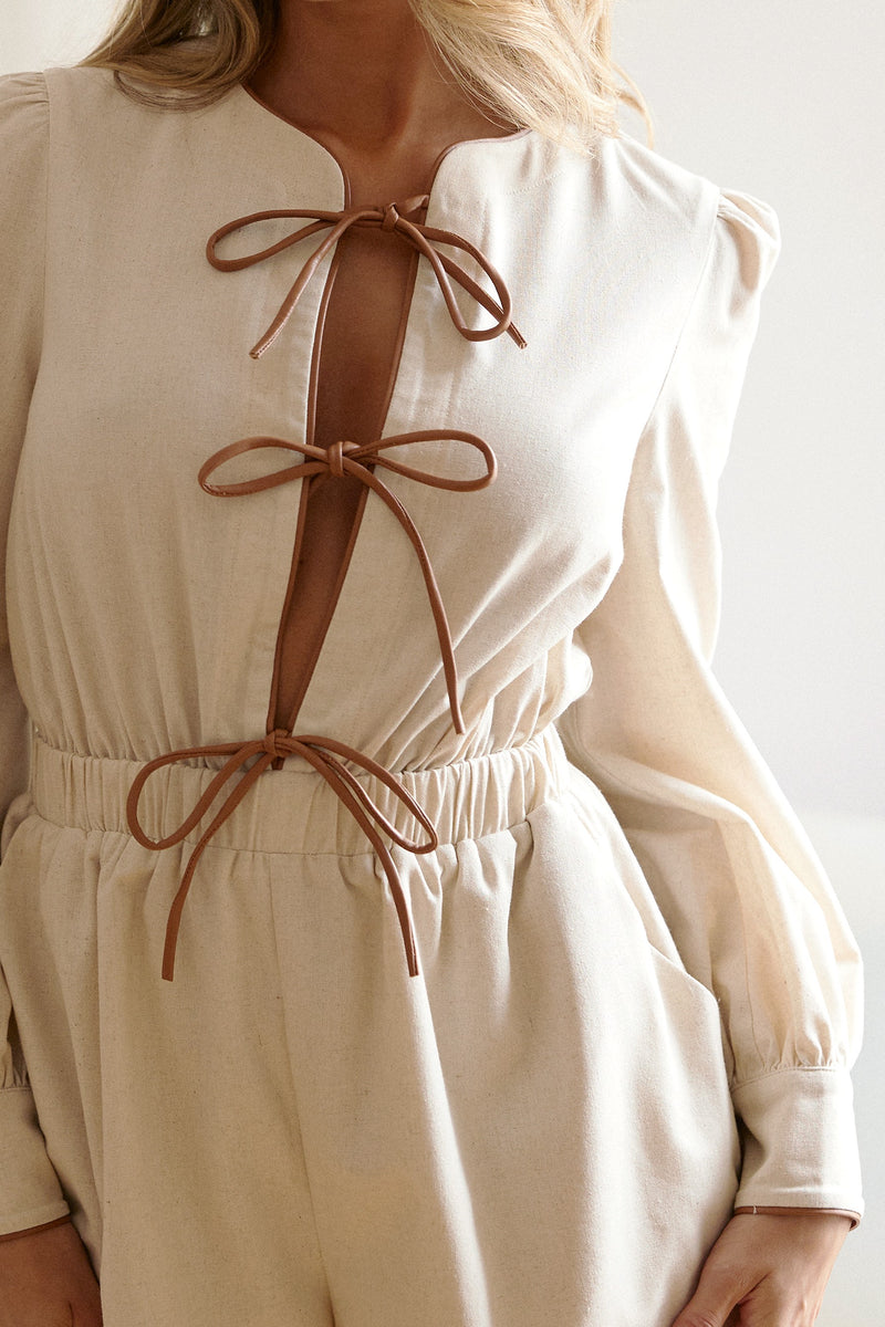 Tie- Detail Long Sleeve romper