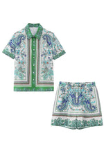 Tropical Print Shirt and Shorts Set