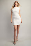 Ruched Fitted Dress White