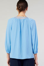 LACE DETAIL 3/4 SLEEVE ROUND NECK BLOUSE