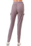 Mauve Ribbed Knit Utility Cargo Joggers