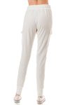 White Ribbed Knit Utility Cargo Joggers