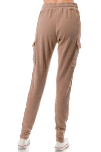 Nude Ribbed Knit Utility Cargo Joggers