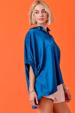 SATIN COLLARED NECK BUTTON DOWN SHIRT TOP