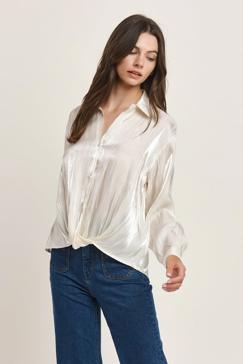 Twisted hem Satin Blouse