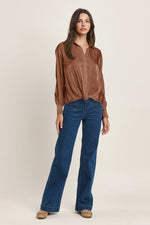 Twisted hem Satin Blouse