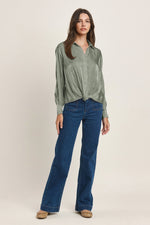 Twisted hem Satin Blouse