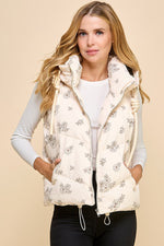 Floral Print Pebbled Puffer Vest