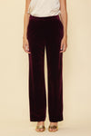 Burgundy Velvet Wide-Leg Pants
