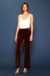 Burgundy Velvet Wide-Leg Pants