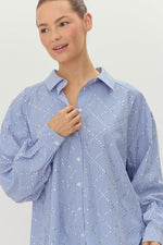 Striped & Sequins Button-up Top