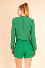 Emerald Tweed Cropped Jacket