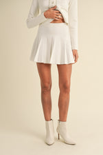 PEARL BEADED CARDIGAN AND PLEATED MINI SKIRT SET