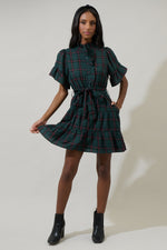 Plaid Cottonwood Ruffle Button Mini Dress