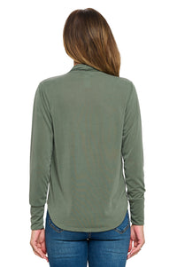 Olive Long Sleeve Surplice Wrap Top