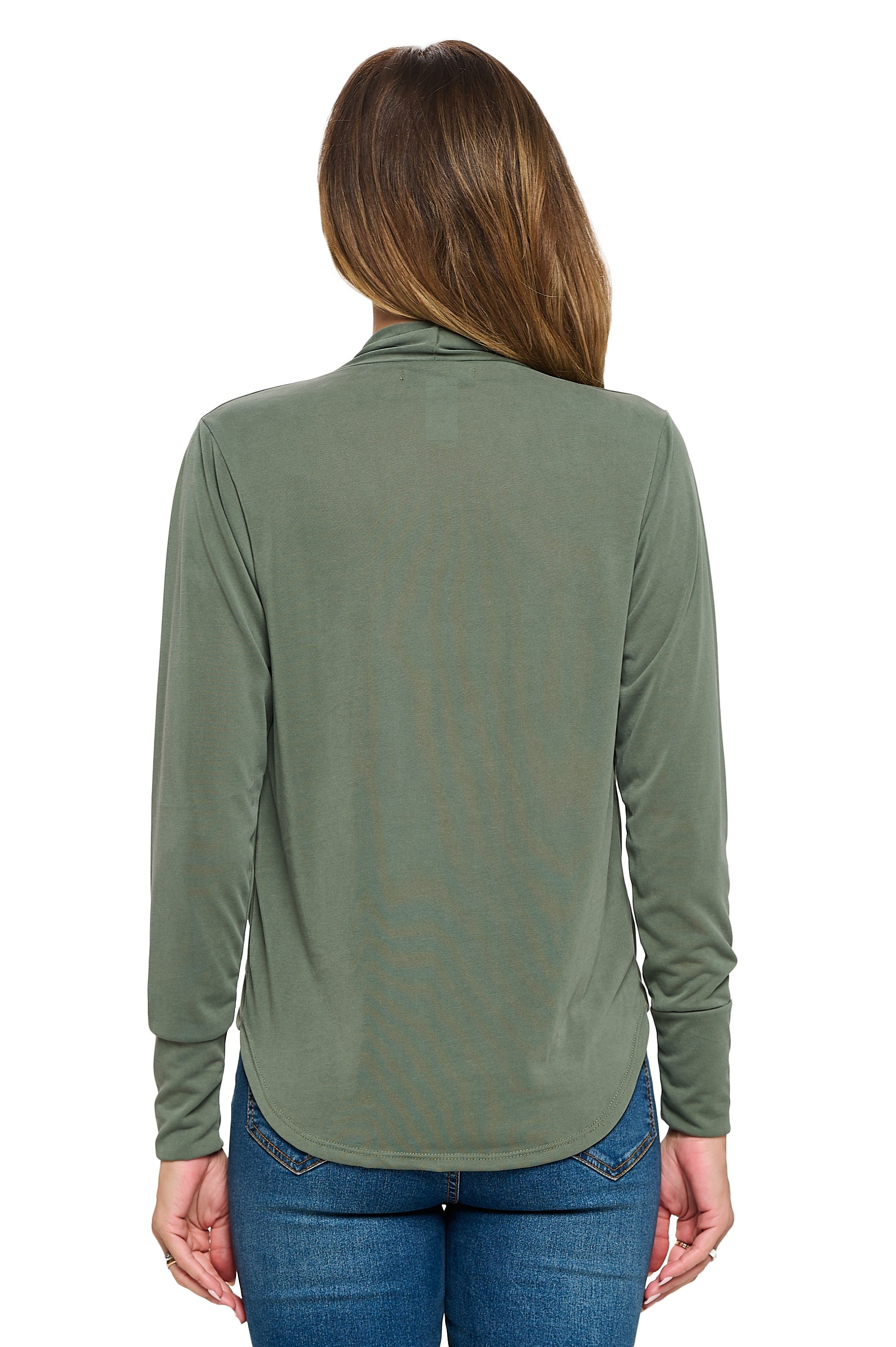 Olive Long Sleeve Surplice Wrap Top