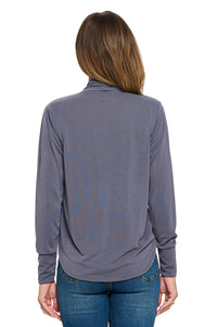 Gray Long Sleeve Surplice Wrap Top